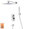 Zestaw prysznicowy ango chrom z deszczownicą LED, baterią, słuchawką i wylewką CORSAN ZALEDMCHW