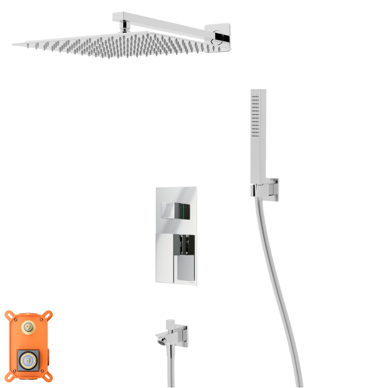 Zestaw prysznicowy ango chrom z deszczownicą 30 cm, baterią, słuchawką i wylewką CORSAN ZA30MCHW