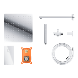 Zestaw prysznicowy ango chrom z deszczownicą 30 cm, baterią, słuchawką i wylewką CORSAN ZA30MCHW