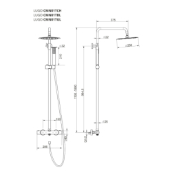 Kolumna prysznicowa LUGO deszczownica 25cm termostat chrom CORSAN CMN01TCH