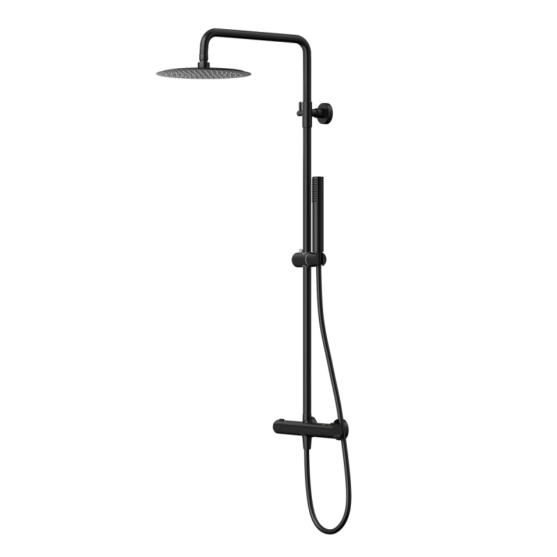 Kolumna prysznicowa LUGO deszczownica 25cm termostat czarna CORSAN CMN01TBL