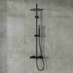 Kolumna prysznicowa LUGO deszczownica 25cm termostat czarna CORSAN CMN01TBL