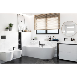 Wanna wolnostojąca narożna INTERO SLIM 150 x75 montaż lewostronny korek klik-klak chrom CORSAN E230MLSCH