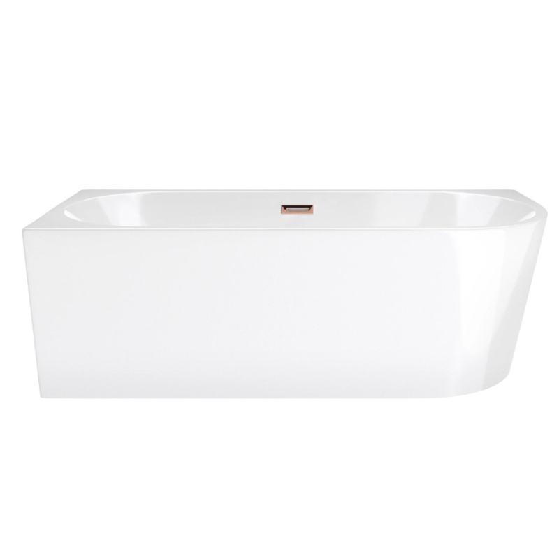 Wanna wolnostojąca narożna INTERO SLIM 150 x75 montaż lewostronny korek klik-klak miedziany / różowe złoto CORSAN E230MLSRG