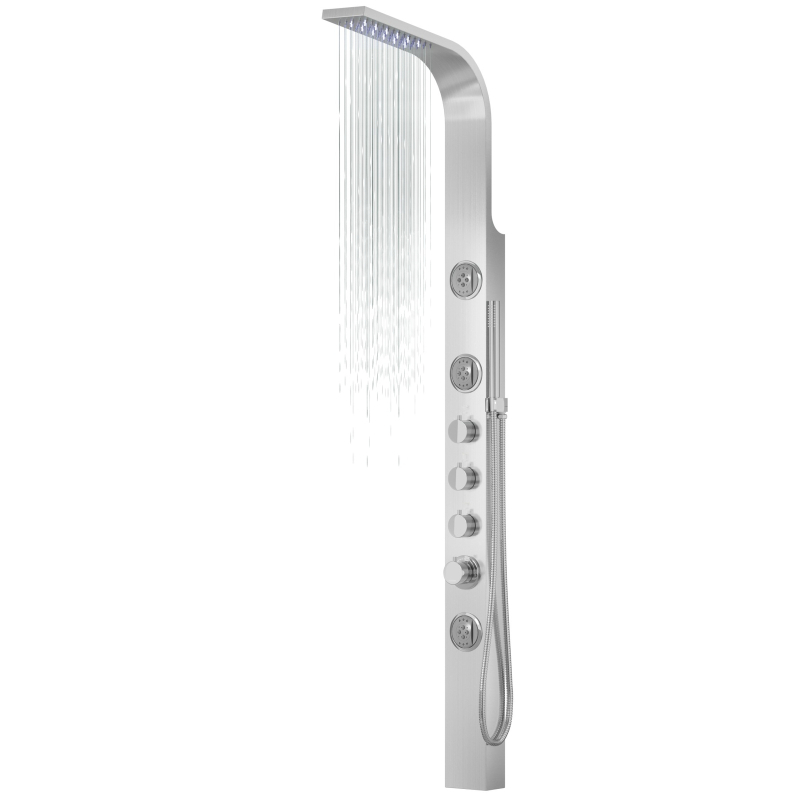 Panel prysznicowy SNAKE mieszacz stal deszczownica LED CORSAN S002MSLLED