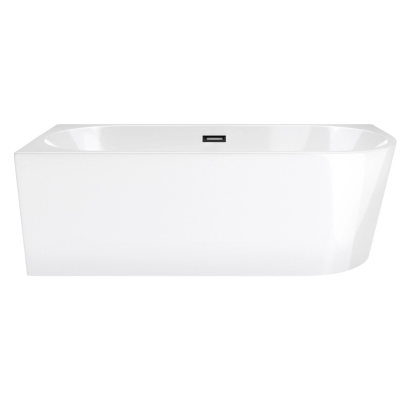 Wanna wolnostojąca narożna INTERO SLIM 150 x75 montaż lewostronny korek klik-klak czarny CORSAN E230MLSBL