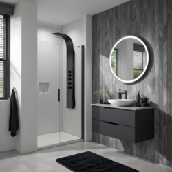 Panel prysznicowy SAMSARA mieszacz czarna stal deszczownica LED CORSAN S003MBLLED