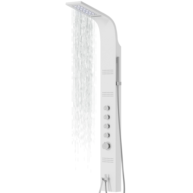 Panel prysznicowy LED KASKADA termostat biały deszczownica LED wylewka CORSAN A014TWHLEDW