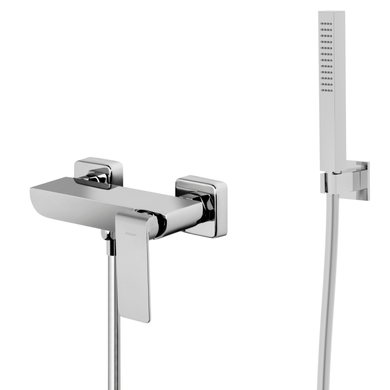 Bateria prysznicowa ścienna TRINO CMB7151CH z zestawem natryskowym CORSAN CMZ080CH