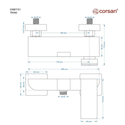 Bateria prysznicowa ścienna TRINO CMB7151CH z zestawem natryskowym CORSAN CMZ080CH