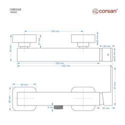 Bateria prysznicowa ANGO CMB3026BL z zestawem prysznicowym CORSAN CMZ074BL
