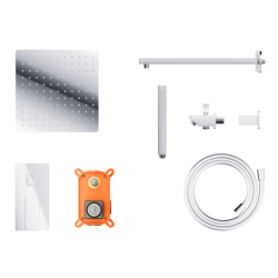 Zestaw prysznicowy ango chrom z deszczownicą 25 cm, baterią, słuchawką i wylewką CORSAN ZA25MCHW