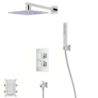 Zestaw prysznicowy ango chrom z deszczownicą LED, baterią termostatyczną, słuchawką i wylewką CORSAN ZALEDTCHW
