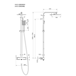 Kolumna prysznicowa ANGO deszczownica LED chrom CORSAN LED02MCH