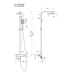 Kolumna prysznicowa ANGO deszczownica LED termostat wylewka obrotowa czarna CORSAN LED02TBLW