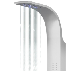 Panel prysznicowy SAMSARA mieszacz stal szczotkowana wylewka deszczownica LED CORSAN S003MSLLEDW