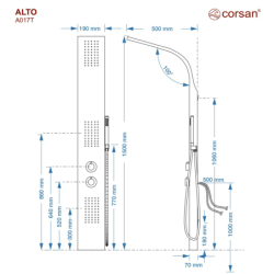 Panel prysznicowy ALTO termostat biały CORSAN A017TWH