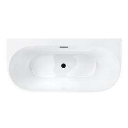 Wanna przyścienna wolnostojąca MONO 150 x75 cm z szeroką krawędzią korek klik-klak grafit / gunmetal CORSAN E030MGM