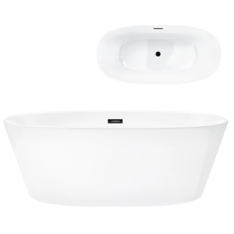 Wanna wolnostojąca SALINA 170x72 cm z wykończeniem grafit / gunmetal CORSAN E026XLGM