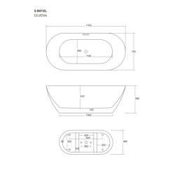 Wanna wolnostojąca OLVENA 170 korek klik-klak grafit / gunmetal CORSAN E041XLGM