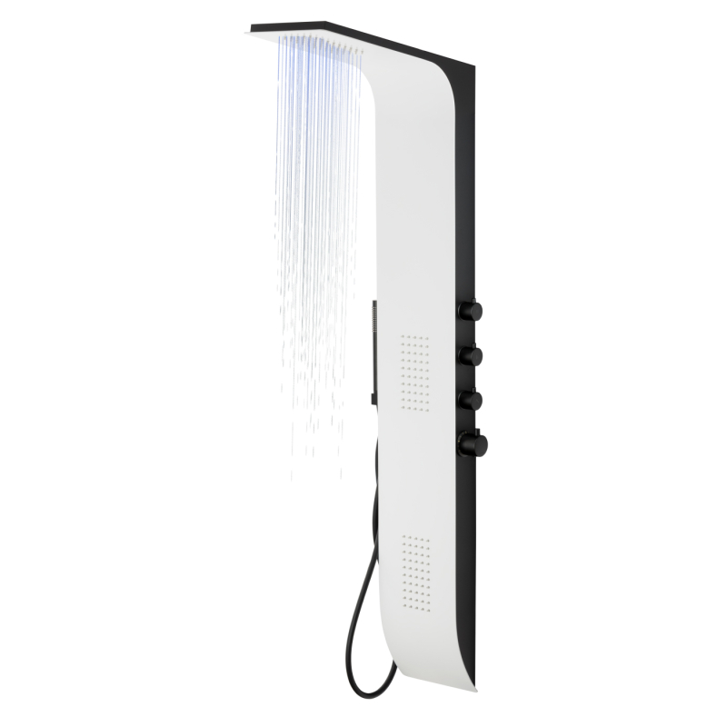 Panel prysznicowy DUO termostat biało-czarny deszczownica LED CORSAN A777TWHBLLED