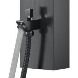 Panel prysznicowy SNAKE termostat stal gunmetal deszczownica LED wylewka CORSAN S002TGMLEDW