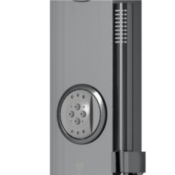 Panel prysznicowy SNAKE mieszacz stal gunmetal deszczownica LED wylewka CORSAN S002MGMLEDW