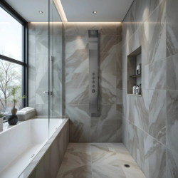 Panel prysznicowy SAMSARA mieszacz stal gunmetal CORSAN S003MGM