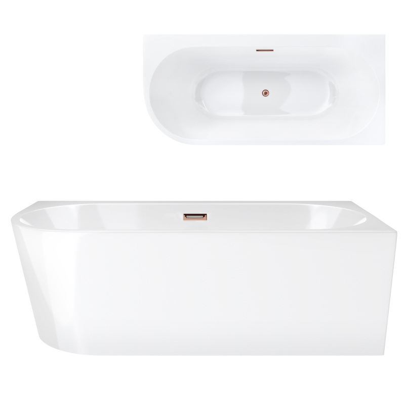 Wanna wolnostojąca narożna INTERO 150 x74,5 montaż prawostronny korek klik-klak miedziany / różowe złoto CORSAN E230MPRG