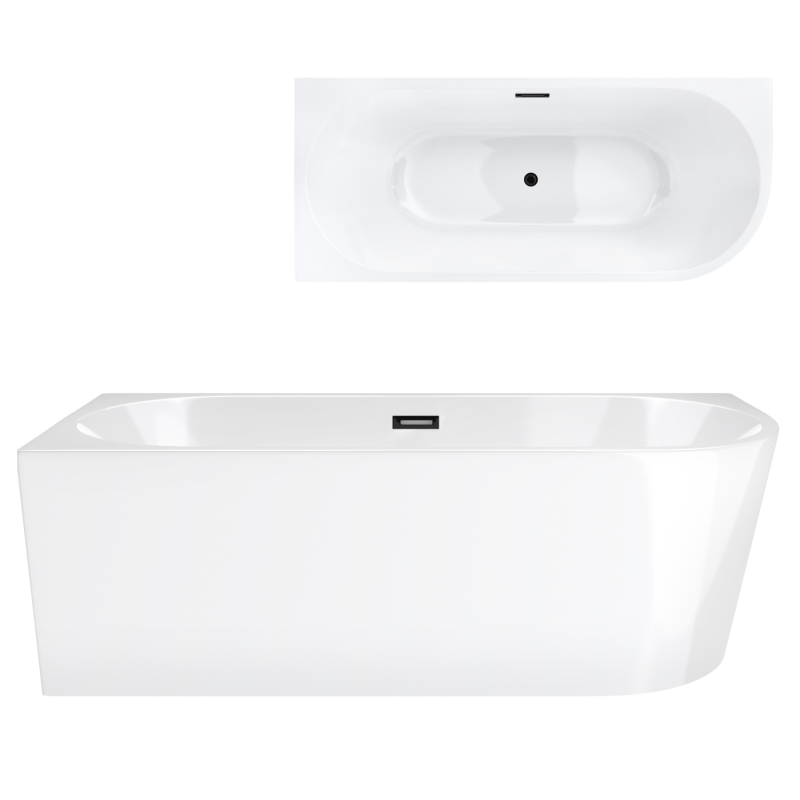 Wanna wolnostojąca narożna INTERO 150 x74,5 montaż lewostronny korek klik-klak grafit / gunmetal CORSAN E230MLGM