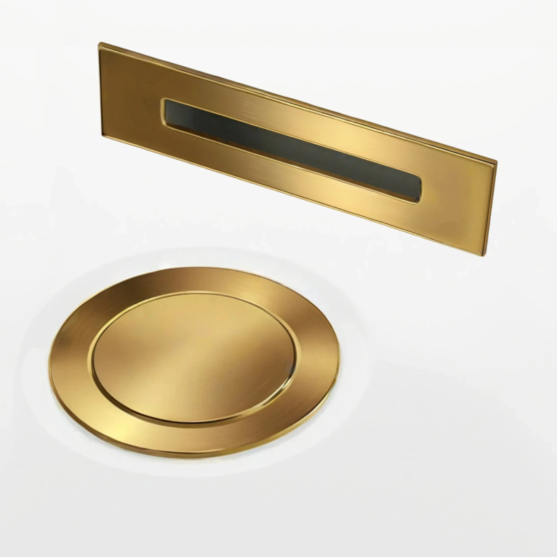 Korek do wanny klik klak z maskownicą, szczotkowane złoto CORSAN ZWKKBGL