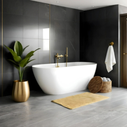 Wanna wolnostojąca OLVENA 150 cm korek klik-klak szczotkowane złoto CORSAN E041MBGL