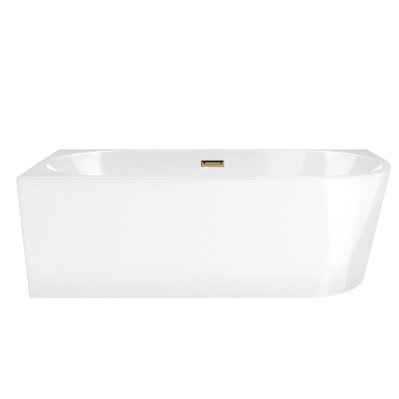 Wanna wolnostojąca narożna INTERO SLIM 150 cm montaż lewostronny korek klik-klak szczotkowane złoto CORSAN E230MLSBGL