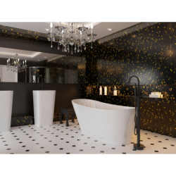 Wanna wolnostojąca ESTELLA 170 x74 cm korek klik-klak szczotkowane złoto CORSAN E302XLBGL