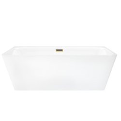 Wanna przyścienna wolnostojąca ISEO 150 x75 cm z szeroką krawędzią korek klik-klak szczotkowane złoto CORSAN E019MBGL