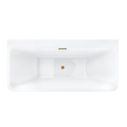 Wanna przyścienna wolnostojąca ISEO 150 x75 cm z szeroką krawędzią korek klik-klak szczotkowane złoto CORSAN E019MBGL