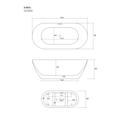 Wanna wolnostojąca OLVENA 160 korek klik-klak szczotkowane złoto CORSAN E041LBGL