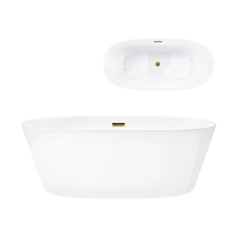 Wanna wolnostojąca SALINA 160 x75 cm korek klik-klak szczotkowane złoto CORSAN E026LBGL