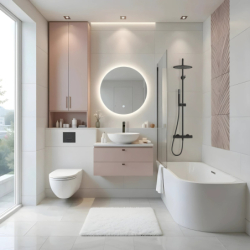 Wanna wolnostojąca narożna INTERO 150 x74 z szeroką krawędzią montaż lewy korek klik-klak grafit / gun metal CORSAN E240MLGM