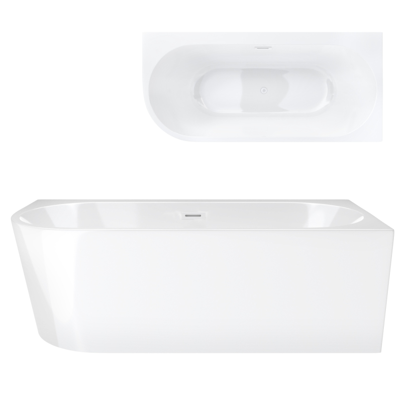 Wanna wolnostojąca narożna INTERO 150 x74 montaż prawostronny korek klik-klak biały CORSAN E240MPWH