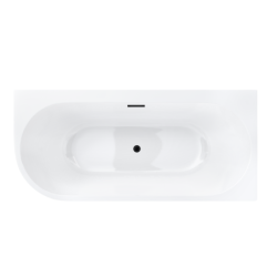 Wanna wolnostojąca narożna INTERO 150 x74 z szeroką krawędzią montaż prawy korek klik-klak grafit / gun metal CORSAN E240MPGM