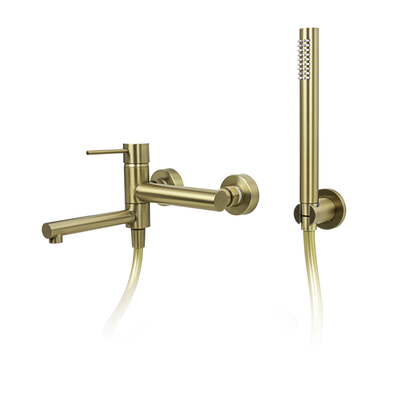 Bateria wannowa ścienna lugo z zestawem natryskowym złoto szczotkowane CORSAN CMZ7541BGL