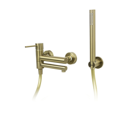 Bateria wannowa ścienna lugo z zestawem natryskowym złoto szczotkowane CORSAN CMZ7541BGL