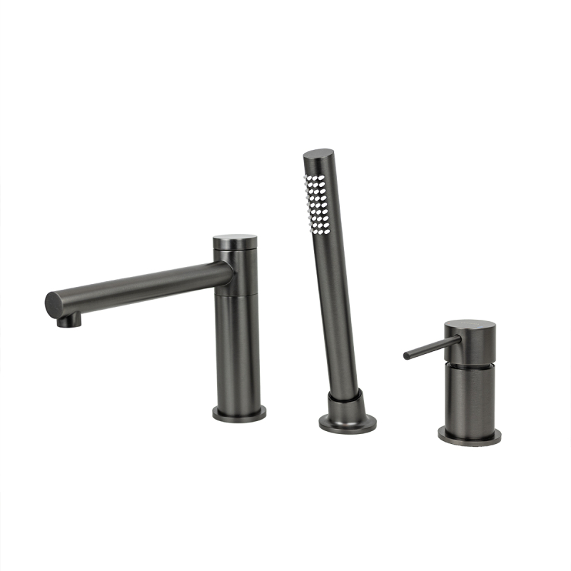 Bateria wannowa 3 otworowa LUGO z wylewką i słuchawką prysznicową gunmetal CORSAN CMB7542GM