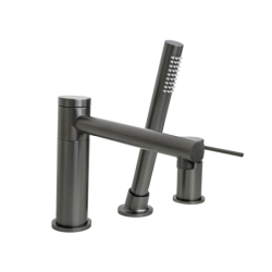 Bateria wannowa 3 otworowa LUGO z wylewką i słuchawką prysznicową gunmetal CORSAN CMB7542GM