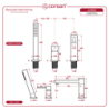 Bateria wannowa 3 otworowa LUGO z wylewką i słuchawką prysznicową gunmetal CORSAN CMB7542GM
