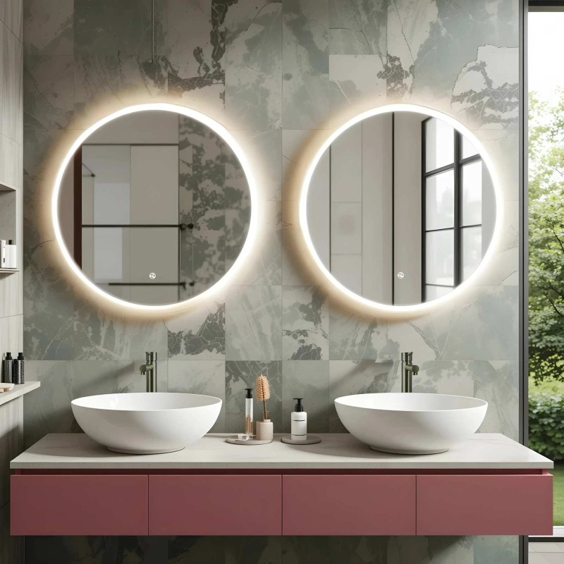 Lustro LED TONDO ze zmienną barwą 70 cm, akrylowa rama CORSAN L0070A