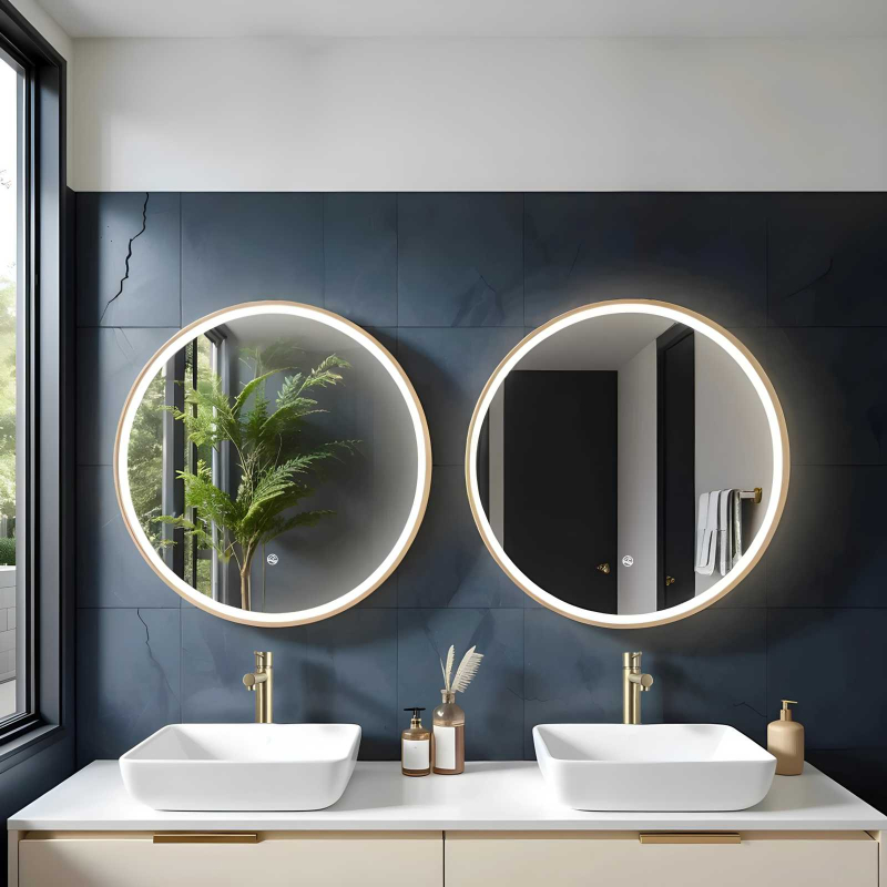 Lustro LED TONDO ze zmienną barwą 70 cm, rama złoto szczotkowane CORSAN L0070BGL