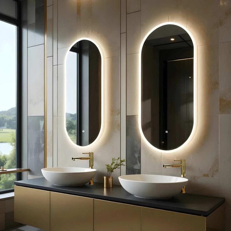 Lustro LED OVO ze zmienną barwą 50x100 cm, akrylowa rama CORSAN L5010A