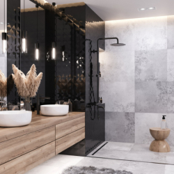 Kolumna prysznicowa LUGO deszczownica 25cm wylewka obrotowa gunmetal CORSAN CMN01MGMW